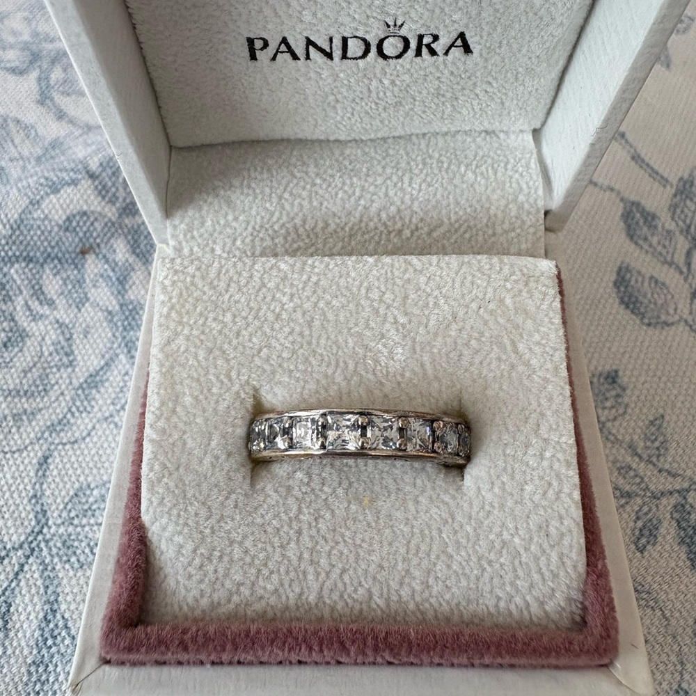 Pandora Silver Cubic Zirconia eternity ring size 52